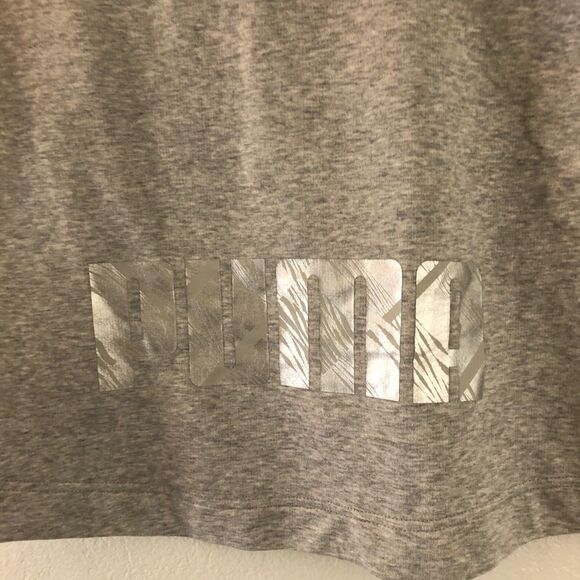 PUMA Cropped Sleeveless Hoodie Light Gray Heather. Size L. - Picture 4 of 9